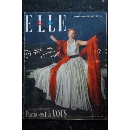 ELLE   186  20 juin 1949 - Dani Robin Cover Paris est à VOUS  mousseline de Jacques GRIFFE - 36 pages FASHION VINTAGE