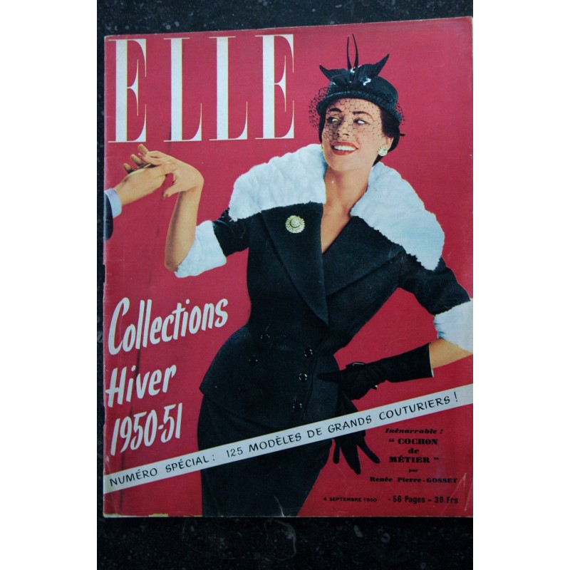 ELLE   249   4 sept. 1950 - Mode Bon Ton Jacques FATH - Collections Hiver 125 modéles  - 56 pages FASHION VINTAGE