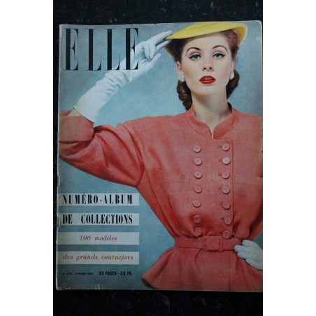 ELLE   275   5 mars 1951 - Tailleur Balenciaga - la mode frivolante - le shantung   - 60 pages FASHION VINTAGE