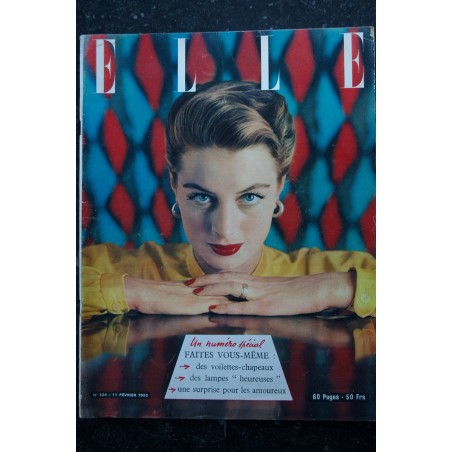 ELLE   324  11 fév. 1952 - Capucine en Véra Boréa - Praline / Mouloudji - Madame Butterfly  - 60 pages FASHION VINTAGE