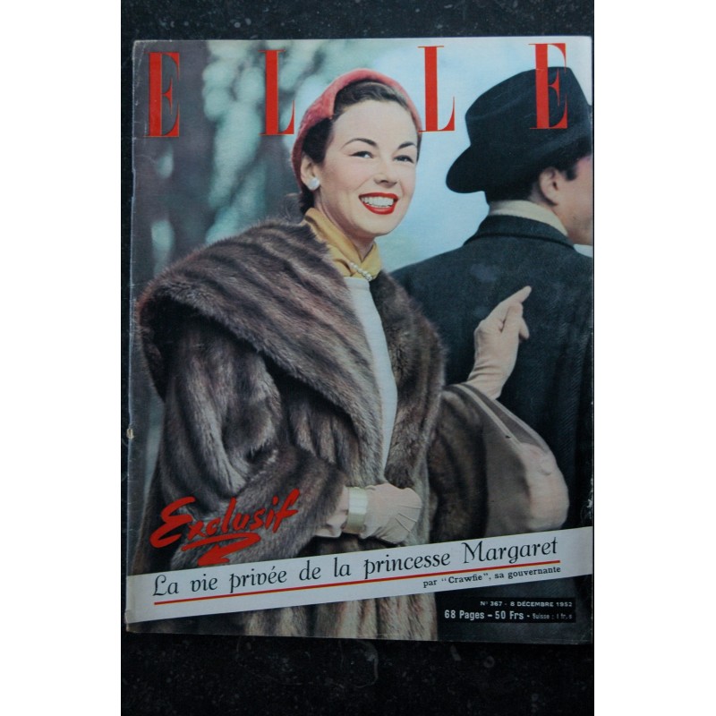 ELLE   367   8 déc. 1952 - manteau vison Brunswick - Margaret - F. Giroud USA  - 68 pages FASHION VINTAGE