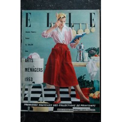 ELLE   378  23 fév. 1953 - Linon blanc et pékiné Jamiqua - Demi chapeau - Arts ménagers 1953  - 60 pages FASHION VINTAGE