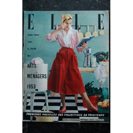 ELLE 378 23 fév. 1953 - Linon blanc et pékiné Jamiqua - Demi chapeau - Arts ménagers 1953 - 60 pages FASHION VINTAGE ELLE 378 23 fév. 1953 - Linon blanc et pékiné Jamiqua - Demi chapeau - Arts ménagers 1953 - 60 pages FASHION VINTAGE