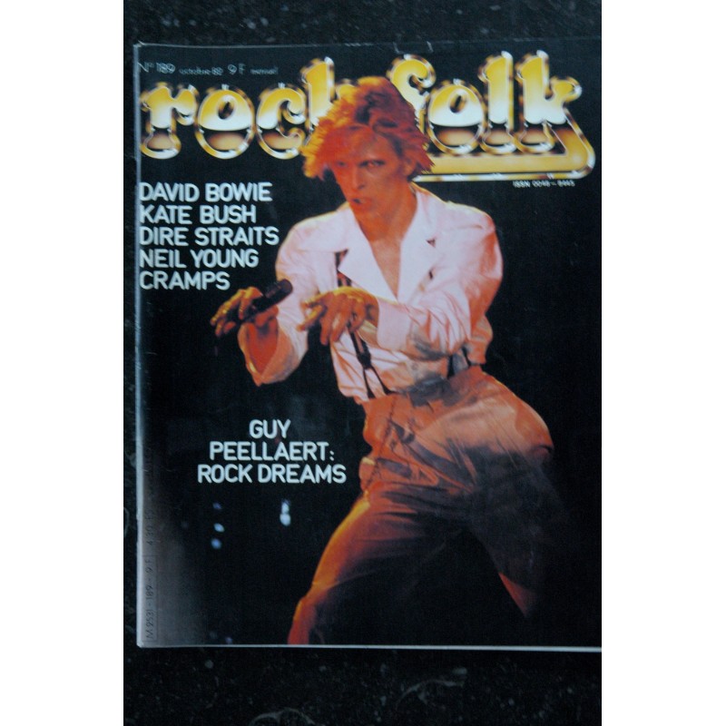 ROCK & FOLK 189 OCTOBRE 1982 COVER DAVID BOWIE KATE BUSH DIRE STRAITS NEIL YOUNG CRAMPS GUY PEELLAERT