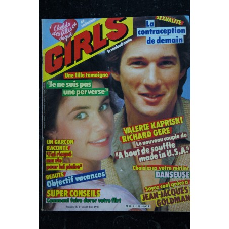 GIRLS n°  181 * 17 au 23 juin 1983 *  Valérie KAPRISKI Richard GERE Jean-Jacques GOLDMANN Patrick DUFFY