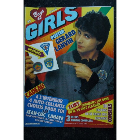 BOYS et GIRLS   n°  212  19 au 25 janvier 1984 Jean-Luc LAHAYE avec les stickers - Poster Gerard LANVIN