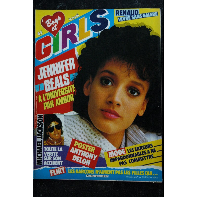 BOYS et GIRLS n°  215  9 au 15 fev. 1984  Jennifer BEALS - Anthony DELON poster - RENAUD - Michael Jackson