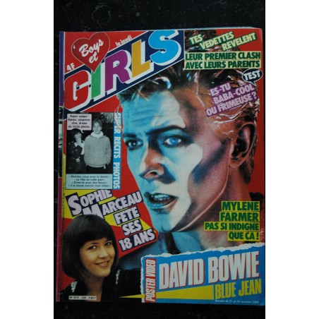 BOYS et GIRLS n°  256  22 au 28 nov. 1984 David BOWIE Poster - Sophie MARCEAU - Mylène FARMER