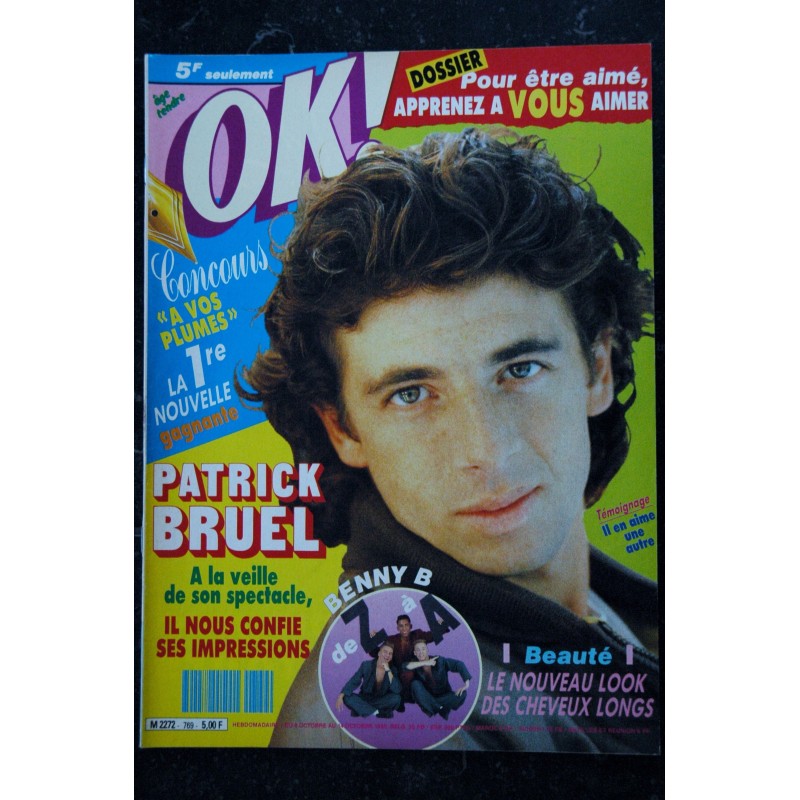 OK ! âge tendre 769 OCTOBRE 1990 COVER PATRICK BRUEL BENNY B FRANCIS CABREL ET DICK RIVERS