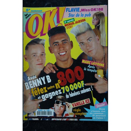 OK ! âge tendre 800 13 au 19 mai 1991 BENNY B - Vanilla Ace - Michael Jackson - Marc Lavoine