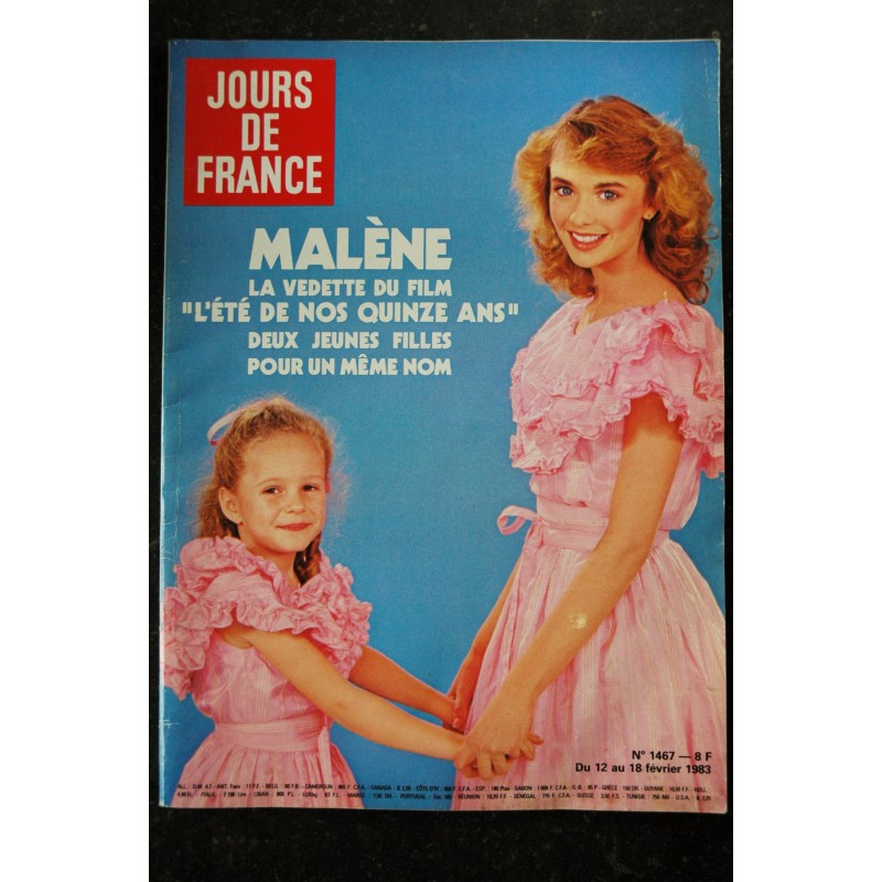 JOURS DE FRANCE  1467  12 au 18 fév. 1983  Malène Cover + 14 p. -  Mireille Mathieu - Jacques Chirac - Caroline