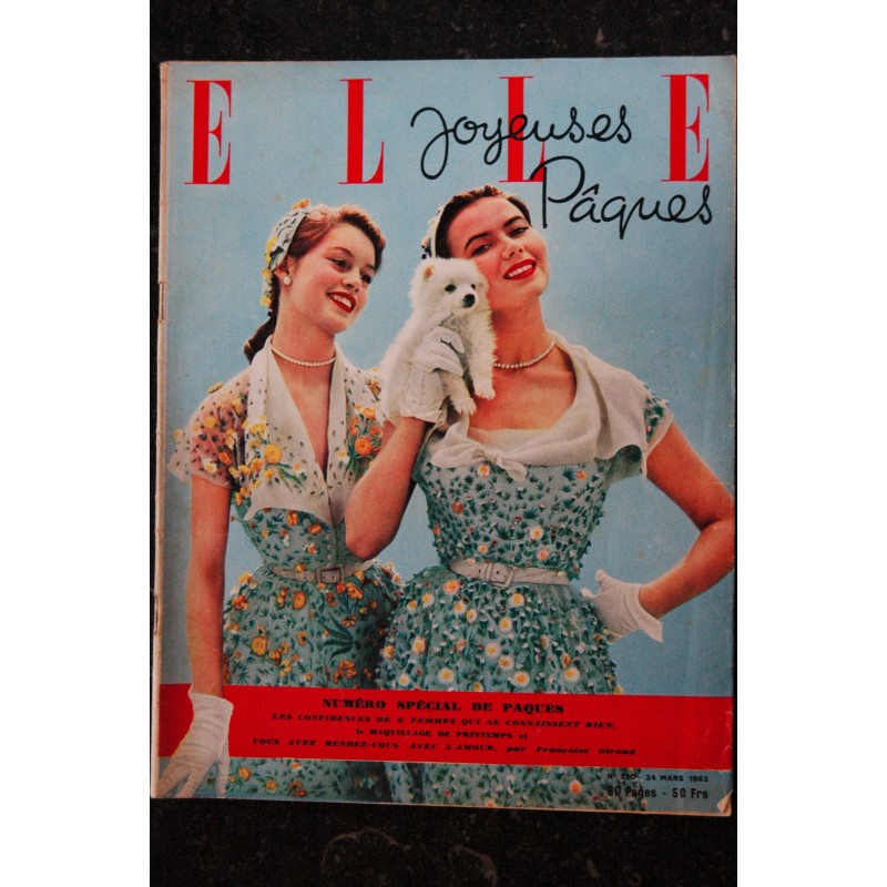 ELLE   330  24 mars 1952 - Brigitte Bardot Cover -  RARE - Dany Robin - Suzy Delair - 60 pages FASHION VINTAGE