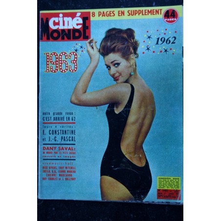 Cinémonde n° 1482 *  1963  * Geneviève GRAD - E Constantine JC Pascal - Dany Saval - Sheila BB Moreau - 44 p. - 1 janvier 1963
