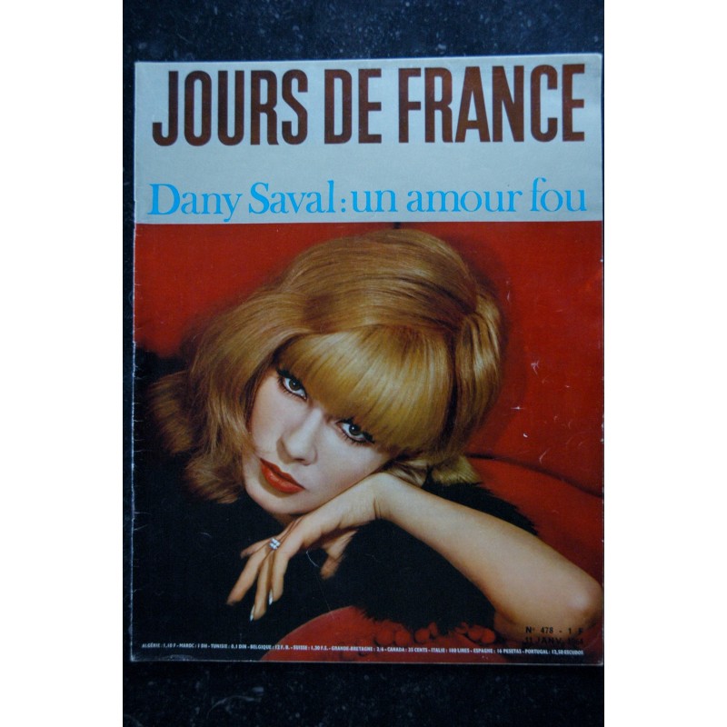JOURS DE FRANCE   478  11 janv. 1964  Dany SAVAL Cover + 5 p. - Sheila - Sylvie & Johnny -Audrey Hepburn  - 84 p.