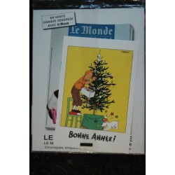 LE MONDE HS 17 2009 SPECIAL TINTIN LE RETOUR STEVEN SPIELBERG GEOPOLITIQUE + CARTE DE VOEUX COLLECTOR HERGE