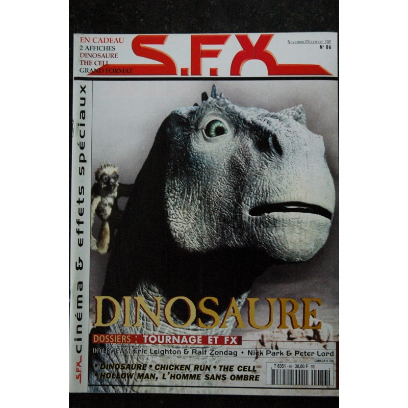 SFX  86  - DINOSAURE  - Leigton Zondag - Chicken Run - Hollow Man  + Affiches - 80 pages - 2000 11