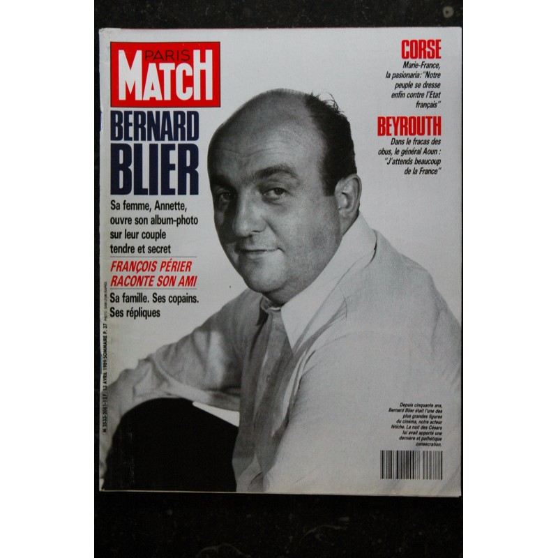 PARIS MATCH n° 2081  Bernard Blier Cover + 24 p. - Jodie Foster - Dustin Hoffman - Beinex  - 152 pages - 13 avril 1989