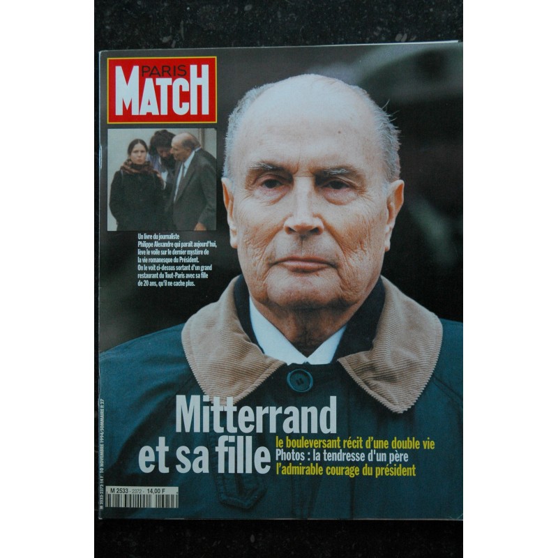 PARIS MATCH n° 2372  François Mitterand cover + 12 p. - Sylvie Vartan - Benazir Bhutto  - 124 pages - 10 novembre 1994