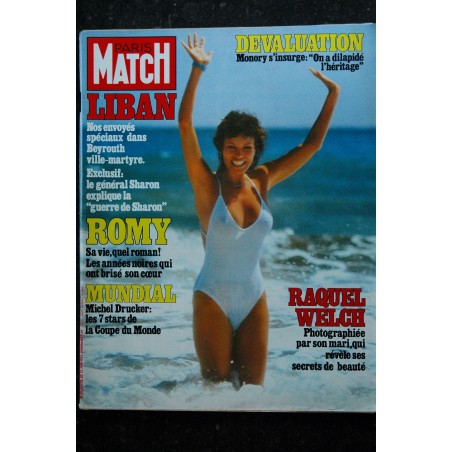 PARIS MATCH n° 1726 Raquel Welch Cover + 4 p. - Romy - Mireille Darc - Borg Wilander - 148 pages - 25 juin 1982 PARIS MATCH n° 1726 Raquel Welch Cover + 4 p. - Romy - Mireille Darc - Borg Wilander - 148 pages - 25 juin 1982