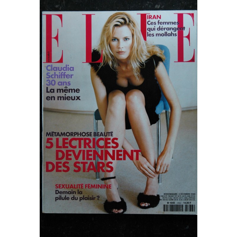 ELLE 2866   4 déc. 2000  Claudia Schiffer cover + 6 p. - Benoit Magimel - Agnelli - Ingrid Caven - 258 pages