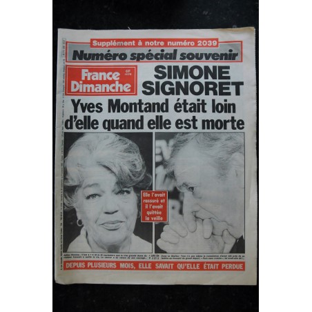 France Dimanche 2039 30 sept. au 6 oct. 1985 Simone Signoret Numéro Spécial Souvenir