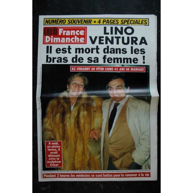 France Dimanche 2147 26 oct. au 1 nov. 1987  Lino Ventura - Numéro Souvenir 4 pages Spéciales