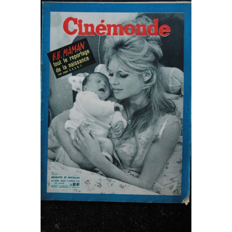 Cinémonde n° 1328  19 janv. 1960 Brigitte Bardot cover + 5 p. - D. Darrieux - R. Schneider C. Jurgens - Le Bossu - 36 pages