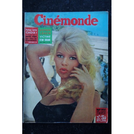 Cinémonde n° 1381  24 janv. 1961 Brigitte Bardot cover + 3 p. - Roger Hanin - Sophia Loren - Sami Frey - 36 pages