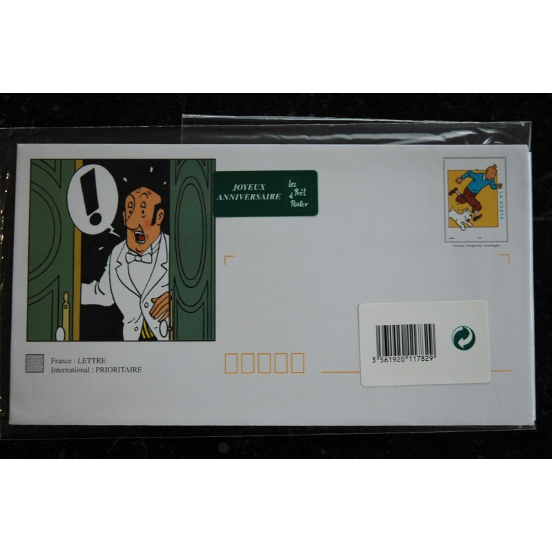 Tintin - Enveloppe timbrée illustrée et carte de correspondance assortie - Les Prêt à Souhaiter