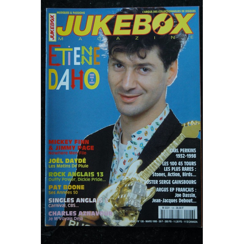 JUKEBOX  126  1998 03 - Etienne Daho - Mickey Finn Jimmy Page Daydé Pat Boone Aznavour   - Poster Gainsbourg - 84 pages