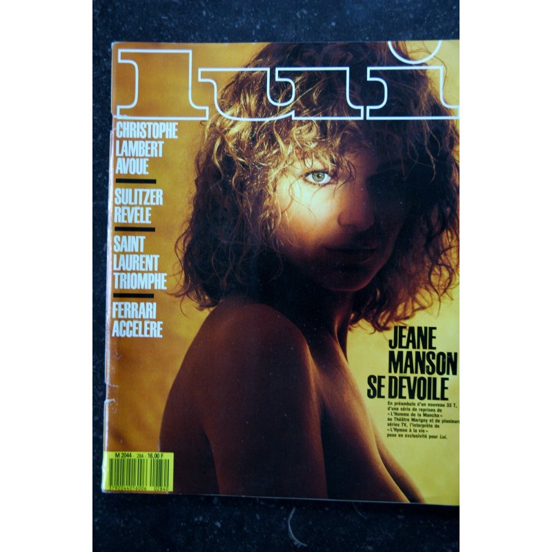 LUI 284 SEPTEMBRE 1987 COVER JEANE MANSON ENTIEREMENT NUE 10 PAGES + POSTER NUDES