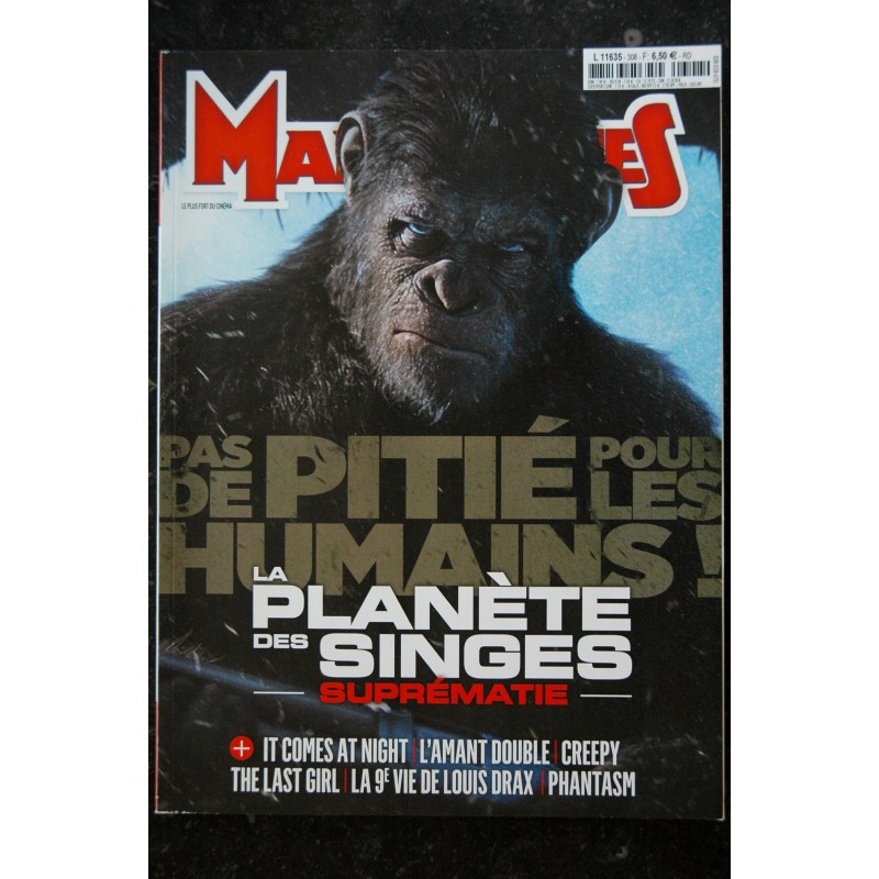 Ciné Fantastique MAD MOVIES  n°308  2017 06 - La planète des Singes SUPREMATIE - L'amant double - the last girl - 100 pages