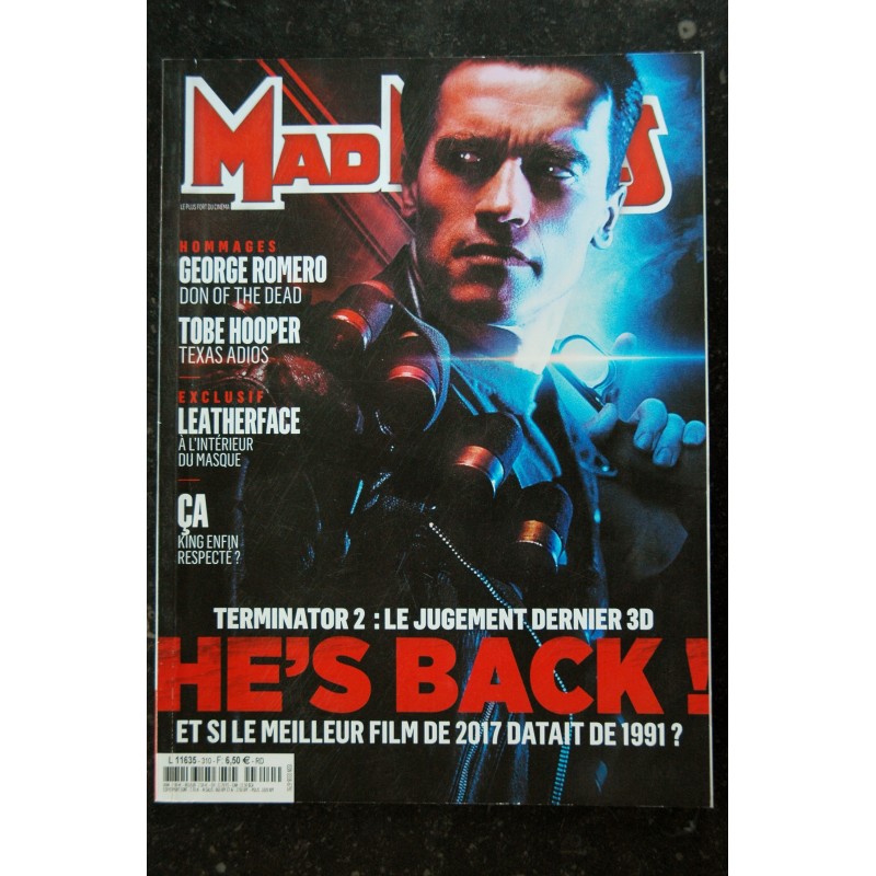 Ciné Fantastique MAD MOVIES  n°310  2017 09 - TERMINATOR 2 3D - George Romero - Tobe Hooper - ça  - 100 pages
