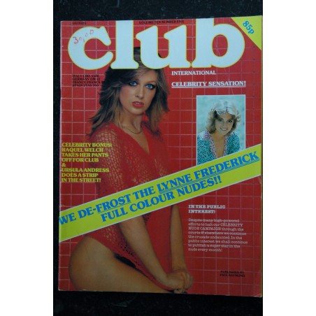 Club International Uk Vol. 10 N° 05 RAQUEL WELCH URSULA ANDRESS + Photos : Fanny Michel Moreau Club International Uk Vol. 10 N° 05 RAQUEL WELCH URSULA ANDRESS + Photos : Fanny Michel Moreau