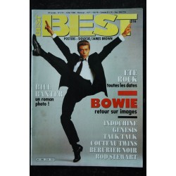 BEST 216  JUILLET 1986 COVER DAVID BOWIE BILL BAXTER INDOCHINE GENESIS TALK TALK ROD STEWART POSTERS SIOUXSIE JAMES BROWN