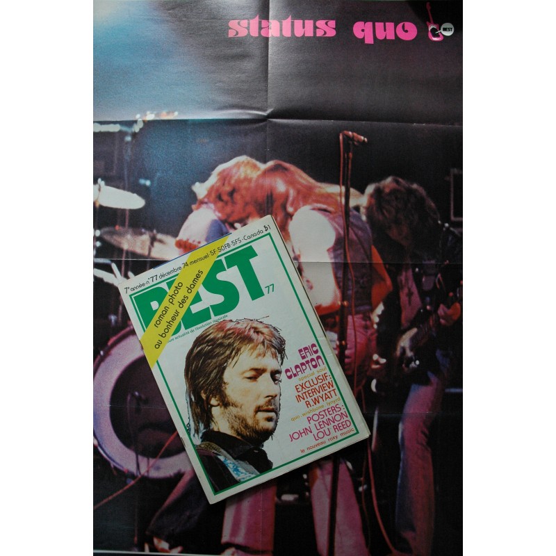 BEST  77  nov. 1974  - Eric Clapton - R. Wyatt - ( Pas de poster John Lennon - Lou Reed ) - Claude Nougaro