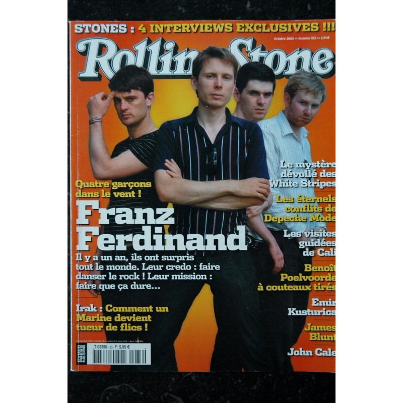 ROLLING STONE 033 OCTOBRE 2005 COVER FRANZ FERDINAND DEPECHE MODE CALI JAMES BLUNT CALE JOHN WHITE STRIPES