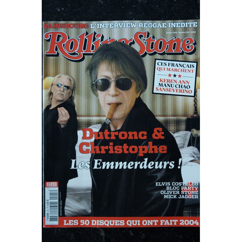 ROLLING STONE 025 JANVIER 2005 COVER DUTRONS & CRISTOPHE GAINSBOURG L'INTERVIEW REGGAE INEDITE