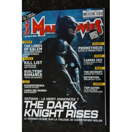 Ciné Fantastique MAD MOVIES  n°254 JUILLET-AOUT 2012 THE DARK KNIGHT RISES TRILOGIES DE CHRISTOPHER NOLAN CANNES 2012