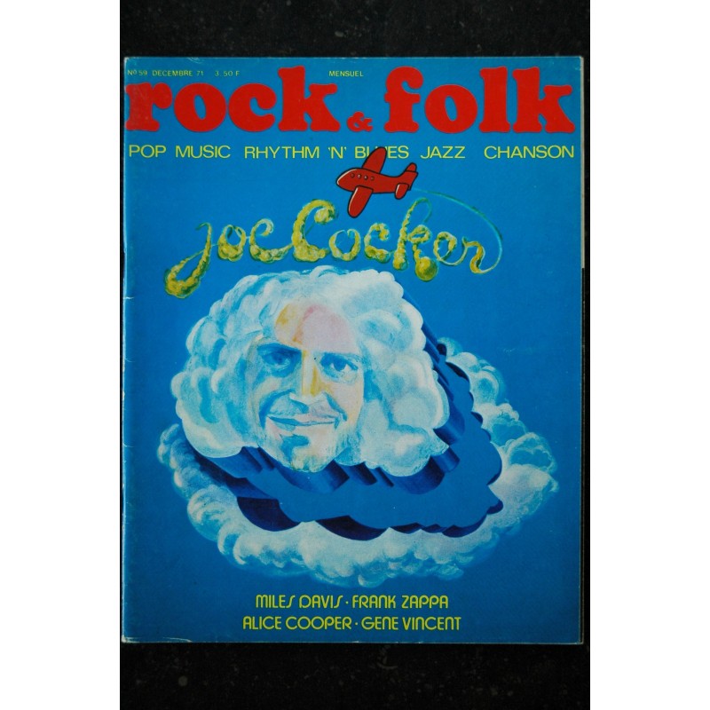 ROCK & FOLK 059 1971 DEC COVER JOE COCKER MILES DAVIS ALICE COOPER FRANK ZAPPA GENE VINCENT JACQUES HIGELIN PETER FONDA