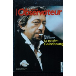 LE NOUVEL OBSERVATEUR 1893 2001 02 SERGE GAINSBOURG Cover + 5 p. - Moustaki - Aggripine