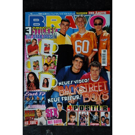 BRAVO German 1996 n° 18 - 25 april Backstreet Boys - Posters voir liste BRAVO German 1996 n° 18 - 25 april Backstreet Boys - Posters voir liste