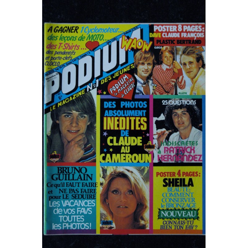 PODIUM n° 90 INCOMPLET Claude FRANCOIS  Sheila Sardou Dave Abba Patrick Hernandez Posters  voir détail 1979 08