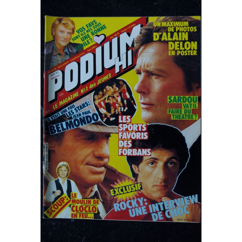 PODIUM HIT 135 mai 1983   incomplet BELMONDO Alain DELON SARDOU Les FORBANS ROCKY