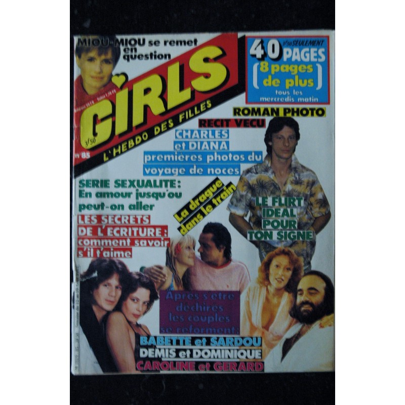 GIRLS n°   85  1981 08  Miou Miou Charles & Diana Sardou Demis Roussos Lenorman - du 12 au 19 août 1981