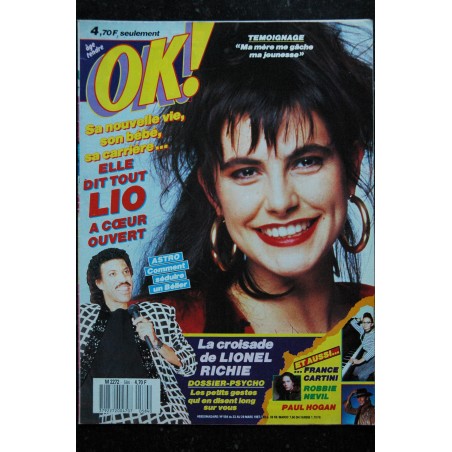 OK ! âge tendre 574 JANVIER 1987 COVER JULIE PIETRI CORYNNE CHARBY LIONEL RICHIE PARTENAIRE PARTICULIER POSTER DON JOHNSON