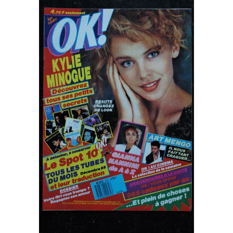 OK ! âge tendre 672 KYLIE MINOGUE SES SECRETS GIANNA NANNINI DE A Z ART MENGO 1988