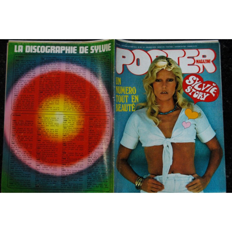 POSTER Magazine   N° 30 SYLVIE VARTAN - Sardou - Elvis - Françoise Hardy Carlos JJ Debout  - 1974 09