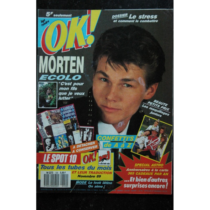 OK ! âge tendre 734 FEVRIER 1990 COVER PATRICIA KAAS FRANCOIS FELDMAN ROCH VOISINE MINI POSTER BIG FUN