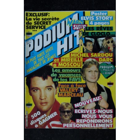 PODIUM HIT 126 AOUT 1982 M SARDOU M DARC Rocky  JEANE MANSON Sophie MARCEAU + POSTER ELVIS CLAUDE FRANCOIS